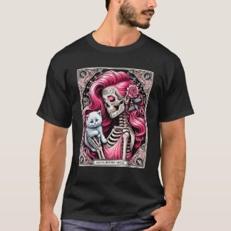 Gatos Before Vatos Skeleton Kat Kitten Lover Grump T-Shirt