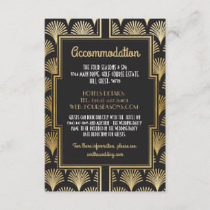 Gatsby Art Deco 1920er Jahre Unterkunft Hochzeitsf Begleitkarte