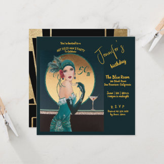 Gatsby Art Deco 50. Geburtstagsparty Einladungen