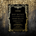 Gatsby Art Deco Black and Gold Baby Dusche Folieneinladung<br><div class="desc">Unsere Gatsby-themed Baby Shower Invitation ist die perfekte Wahl für eine elegante und stilvolle Feier der Ankunft Ihres Kleinen. Inspiriert durch die aufwändigen Partys und den opulenten Stil des Great Gatsby, zeichnet sich diese Einladung durch ein elegantes und raffiniertes Design mit eleganten Goldfolienakzenten und einem gewagten, geometrischen Muster aus. Diese...</div>