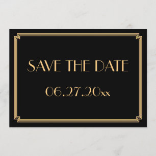 Gatsby Art Deco Black Wedding Save the Date Card Einladung