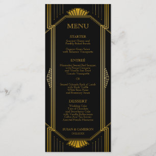 Gatsby Art Deco Dinner Menü Editierbare Farbe Menükarte