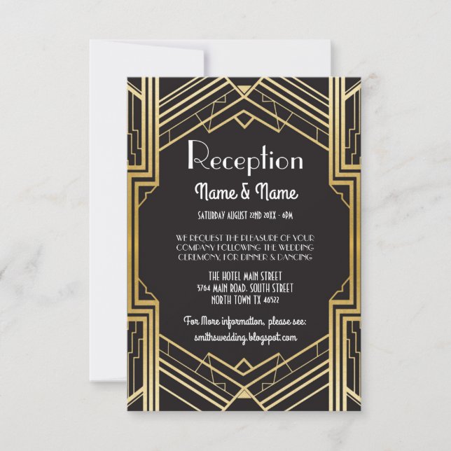 Gatsby Art Deco Gold Wedding Cards Einladung (Vorderseite)