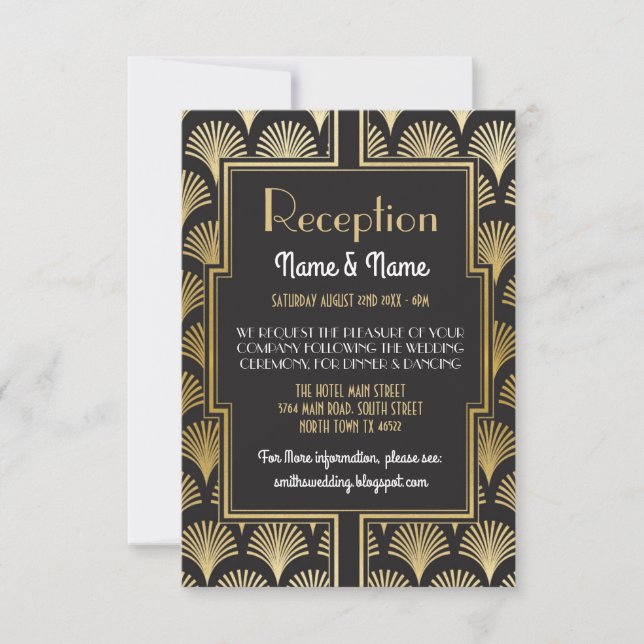 Gatsby Art Deco Gold Wedding Cards Fan Einladung (Vorderseite)