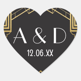 Gatsby Art Deco Heart Stickers Label 1920er Gold