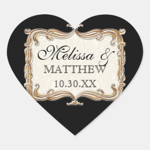 Gatsby Art Deco Jugendstil Imitate Golden Tulip Herz-Aufkleber