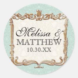 Gatsby Art Deco Jugendstil Imitate Golden Tulip Runder Aufkleber