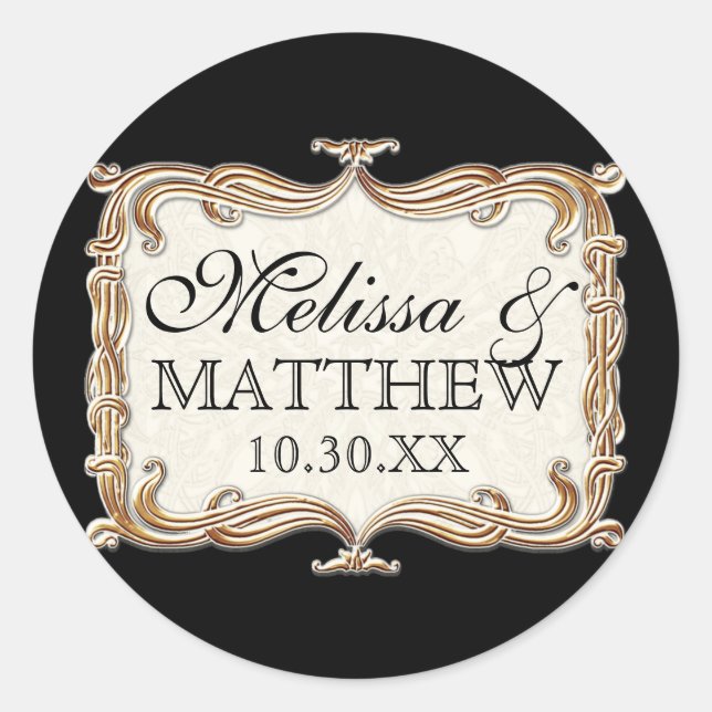 Gatsby Art Deco Jugendstil Imitate Golden Tulip Runder Aufkleber (Vorderseite)