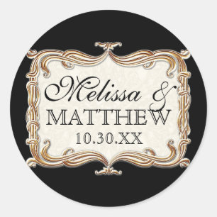 Gatsby Art Deco Jugendstil Imitate Golden Tulip Runder Aufkleber