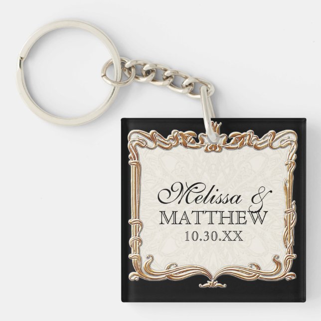 Gatsby Art Deco Jugendstil Imitate Golden Tulip Schlüsselanhänger (Vorderseite)