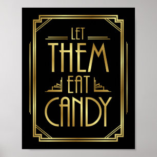Gatsby Art Deco LIESS SIE EAT CANDY Sign Print Poster