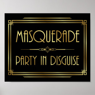 Gatsby Art Deco MASQUERADE signieren Poster