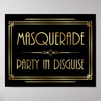 Gatsby Art Deco MASQUERADE signieren Poster