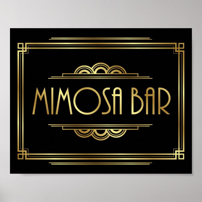 Gatsby Art Deco MIMOSA BAR Sign Print Poster (Vorne)