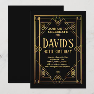 Gatsby, Art Deco, retro, vintage, Einladung