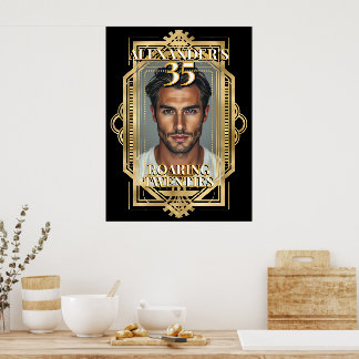 Gatsby Birthday Photo  Age Welcome Sign Poster