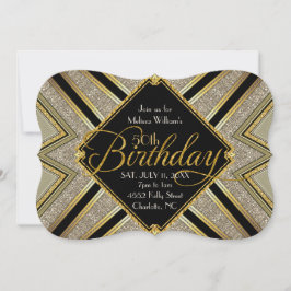 Gatsby Black and Gold 50. Geburtstagseinladung Einladung