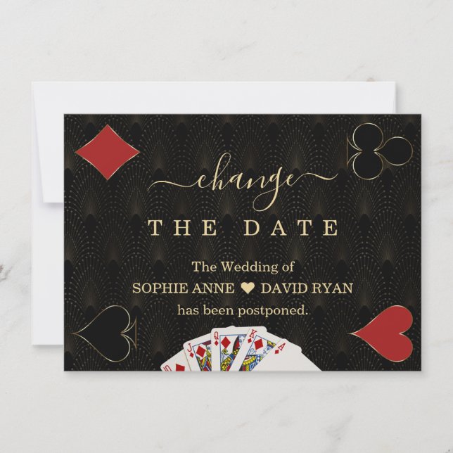 Gatsby Casino Las Vegas ändern das Datum Hochzeit Save The Date (Vorderseite)