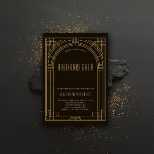 Gatsby Deco Nouveau Rahmen Geburtstag Roaring Twen Einladung