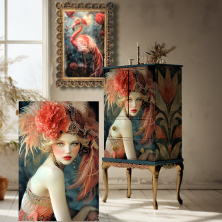 Gatsby Flapper Beauty, Roaring 20's Style Portrait Seidenpapier