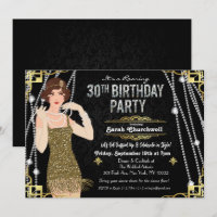 Gatsby Flapper Girl 30. Geburtstagseinladung