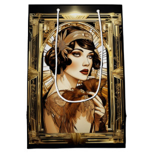 Gatsby Flapper Girl brünett 1920er Themenparty Mittlere Geschenktüte