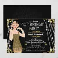 Gatsby Flapper Girl Einladung zum Geburtstag