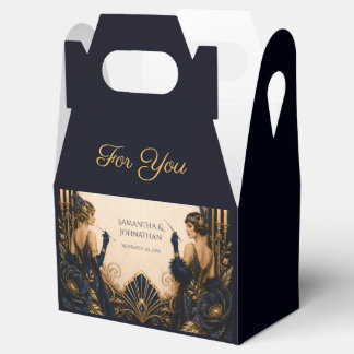 Gatsby-Flapper-Girls-Navy-Gold-Art-Deco-Hochzeit Geschenkschachtel