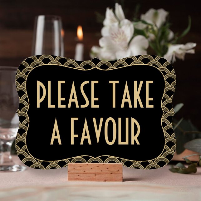 Gatsby Gastgeschenk Hochzeit Sign für Black & Gold Einladung (Von Creator hochgeladen)
