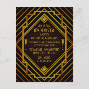 Gatsby Gold 1920er-Party Einladung Postkarte