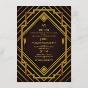 Gatsby Gold 1920's New Year Menu Menükarte