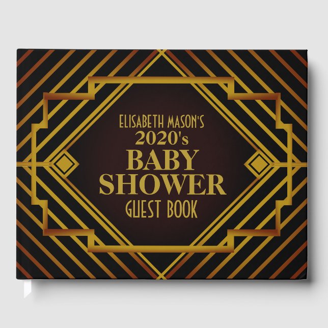 Gatsby Gold 2020er Baby Shower Gästebuch (Vorderseite)