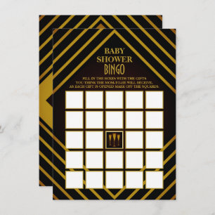 Gatsby Gold 2020's Baby Shower Bingo Card Einladung