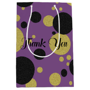 Gatsby Gold & Lila Sparkle Polka-Dot Party Mittlere Geschenktüte