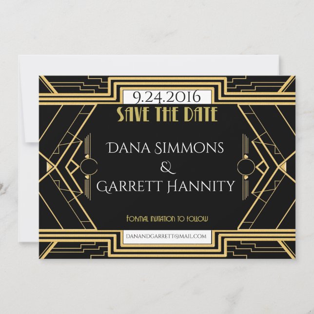 Gatsby Gold Wedding Suite Zeremonie Party Save The Date (Vorderseite)