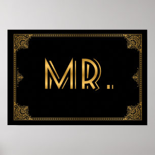Gatsby inspiriert Hochzeitszeichen MR. Poster