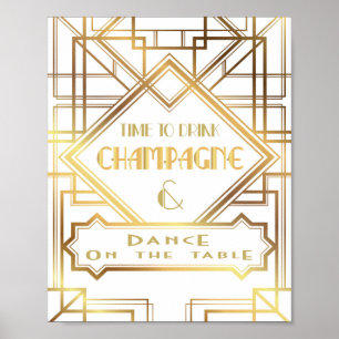 Gatsby inspirierte "Time to Drink Champagne Poster