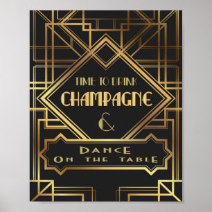 Gatsby inspiriertes Poster zum Champagnertrinken