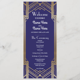 Gatsby Navy & Gold Art Deco Hochzeitsprogramm der  Programm