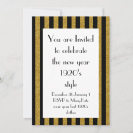 Gatsby New Year-Party für Black and Gold 1920s Einladung