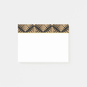 Gatsby Retro Art Deco Schwarz Gold Blumen Damast Post-it Klebezettel