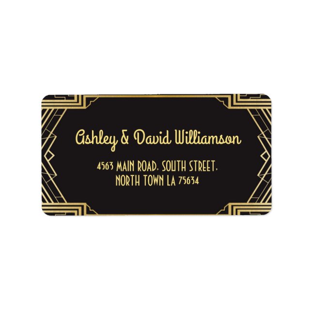 Gatsby Return Address Label Art Deco Wedding 1920s Adressaufkleber (Vorne)