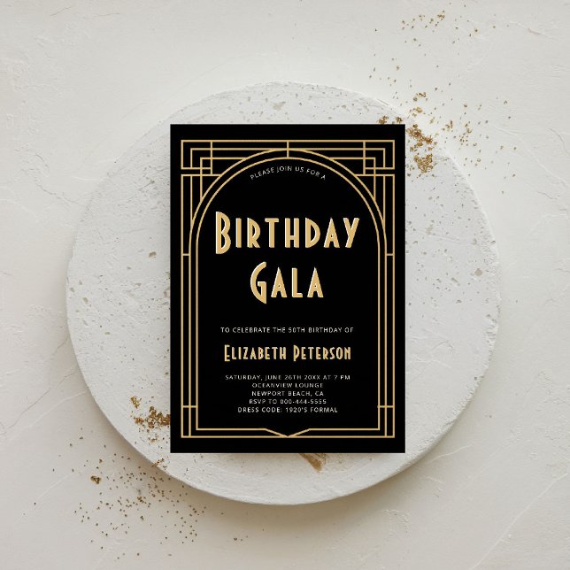 Gatsby Roaring 20er Deko Arch Birthday Einladung (gatsby party invitation roaring 1920 twenties prohibition art deco nouveau gold frame elegant event)