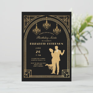 Gatsby Roaring 20s Deco Kronleuchter Rahmen Geburt Einladung