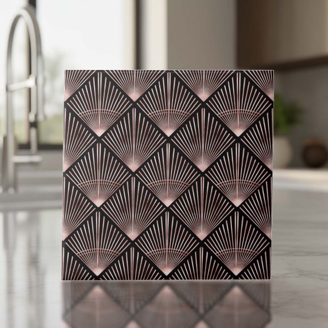 Gatsby Rose Gold Art Deco Fan Pattern ID1188 Fliese (Von Creator hochgeladen)