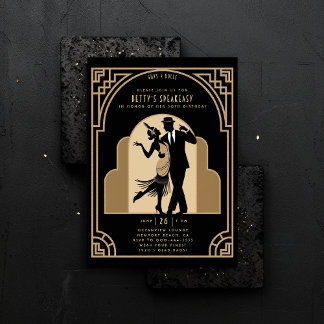 Gatsby Speakeasy Flapper Roaring 20er Deko Birthda Einladung