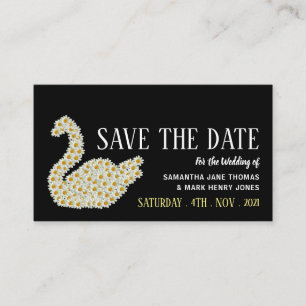Gatsby Style Floral Swan, Save the Date Begleitkarte