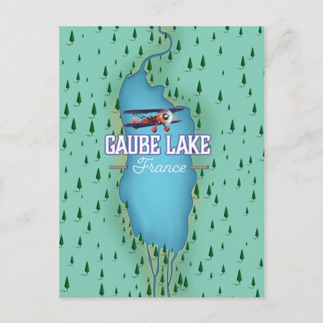 Gaube Lake France Vintage Reiseplakat Postkarte (Vorderseite)