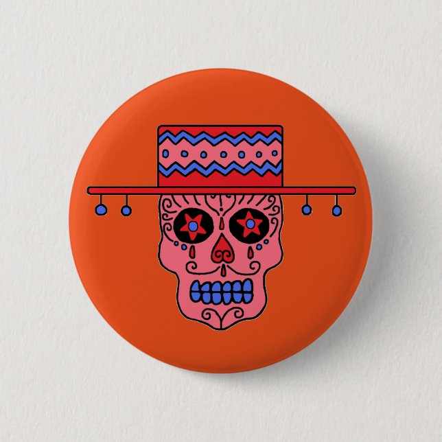 Gaucho Sugar Skull Button (Vorderseite)