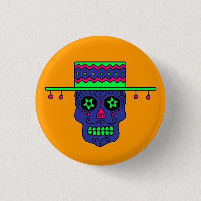 Gaucho Sugar Skull Button (Vorderseite)